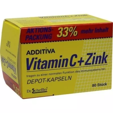 ADDITIVA Vitamin C+Zink depotkapsler, kampanjepakke, 80 stk