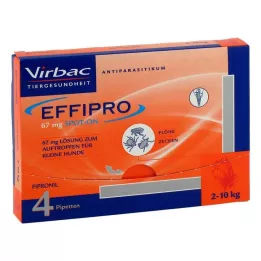 EFFIPRO 67 mg pipeløsning til drypp til små hunder, 4 stk