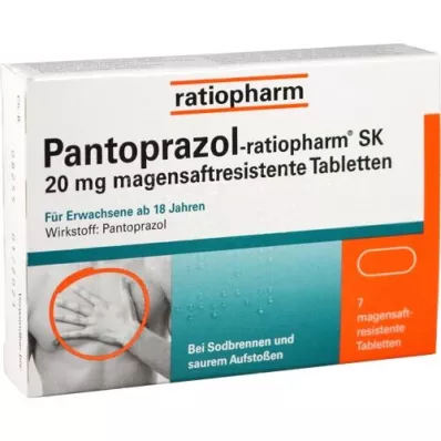 PANTOPRAZOL-ratiopharm SK 20 mg enterotablett, 7 stk