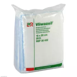 VLIWAZELL Absorberende kompresser, ikke-sterile, 15x20 cm, 25 stk