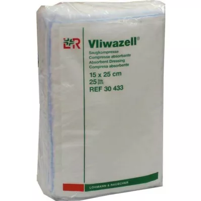 VLIWAZELL Absorberende kompresser, ikke-sterile, 15x25 cm, 25 stk VLIWAZELL Absorberende kompresser, ikke-sterile, 15x25 cm, 25 stk