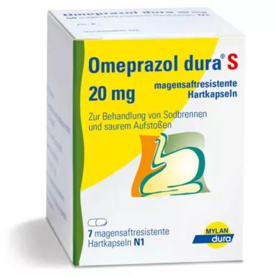 OMEPRAZOL dura S 20 mg enterokapslede harde kapsler, 7 stk OMEPRAZOL dura S 20 mg enterokapslede harde kapsler, 7 stk