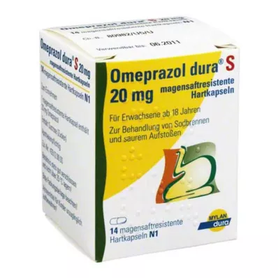 OMEPRAZOL dura S 20 mg enterokapslede harde kapsler, 14 stk