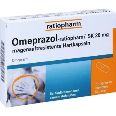 OMEPRAZOL-ratiopharm SK 20 mg enterokapslede harde kapsler, 7 stk