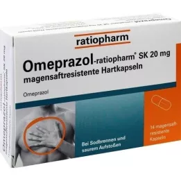 OMEPRAZOL-ratiopharm SK 20 mg enterokapslede harde kapsler, 14 stk
