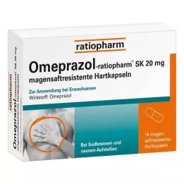 OMEPRAZOL-ratiopharm SK 20 mg enterokapslede harde kapsler, 14 stk