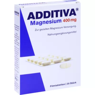 ADDITIVA Magnesium 400 mg filmdrasjerte tabletter, 30 stk