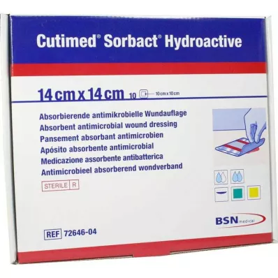 CUTIMED Sorbact Hydroaktive kompresser 14x14 cm, 10 stk