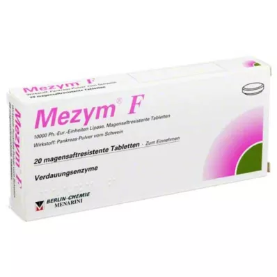 Mezym F gastro-resistente tabletter, 20 stk Mezym F gastro-resistente tabletter, 20 stk