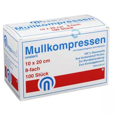 MULLKOMPRESSEN ES 10x20 cm usteril 8x, 100 stk MULLKOMPRESSEN ES 10x20 cm usteril 8x, 100 stk