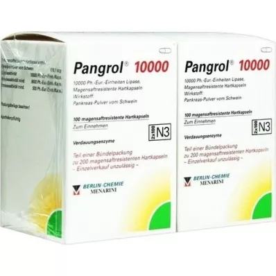 PANGROL 10 000 harde kapsler med enterisk belagt pell, 200 stk