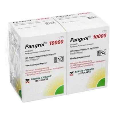 PANGROL 10 000 harde kapsler med enterisk belagt pell, 200 stk