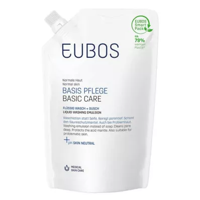 EUBOS FLÜSSIG blå, uparfymert pose, 400 ml