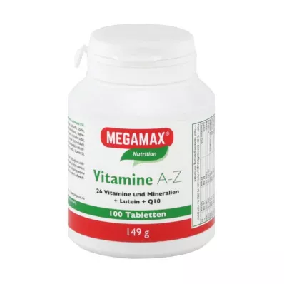 MEGAMAX Vitaminer A-Z+Q10+Lutein tabletter, 100 stk MEGAMAX Vitaminer A-Z+Q10+Lutein tabletter, 100 stk