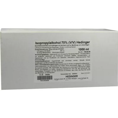 Isopropylalkohol 70 % Hedinger, 1000 ml Isopropylalkohol 70 % Hedinger, 1000 ml