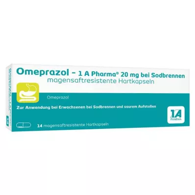 Omeprazol - 1 A Pharma® 20 mg mot halsbrann, 14 tabletter Omeprazol - 1 A Pharma® 20 mg mot halsbrann, 14 tabletter