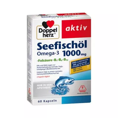 DOPPELHERZ Sea Fish Oil Omega-3 1.000 mg+Fols. kapsler, 60 stk