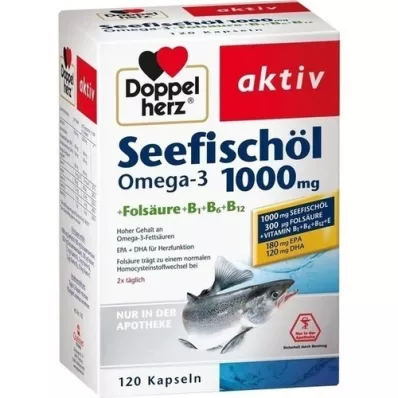 DOPPELHERZ Sea Fish Oil Omega-3 1.000 mg+Fols.Caps., 120 stk