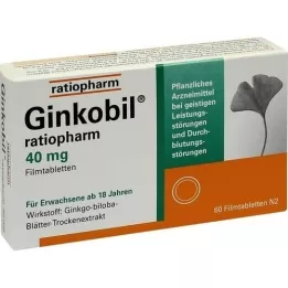 GINKOBIL-ratiopharm 40 mg filmdrasjerte tabletter, 60 stk