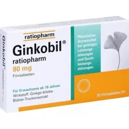 GINKOBIL-ratiopharm 80 mg filmdrasjerte tabletter, 30 stk