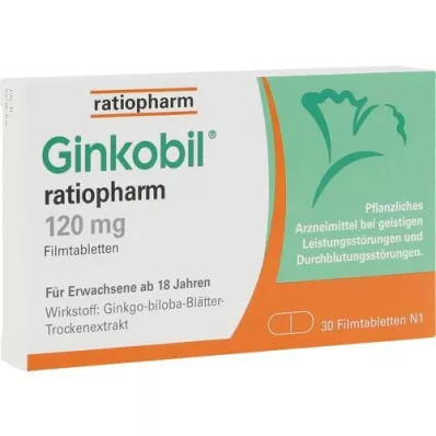 GINKOBIL-ratiopharm 120 mg filmdrasjerte tabletter, 30 stk