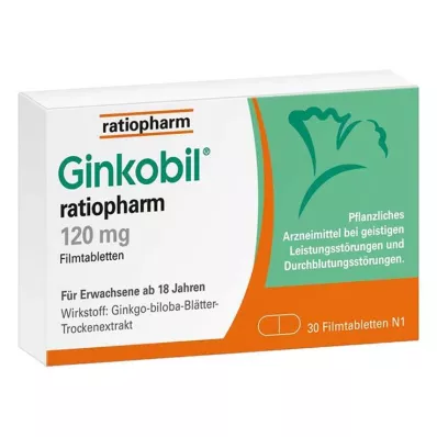 Ginkobil ratiopharm 120mg med Ginkgo biloba, 30 stk