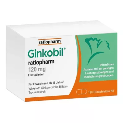 GINKOBIL-ratiopharm 120 mg filmdrasjerte tabletter, 120 stk GINKOBIL-ratiopharm 120 mg filmdrasjerte tabletter, 120 stk