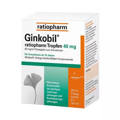 Ginkobil ratiopharm 40mg med Ginkgo biloba dråper, 200 ml
