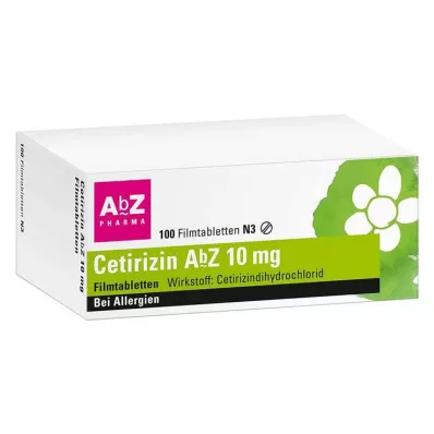 CETIRIZIN AbZ 10 mg filmdrasjerte tabletter, 100 stk CETIRIZIN AbZ 10 mg filmdrasjerte tabletter, 100 stk