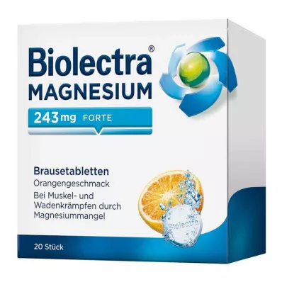 BIOLECTRA Magnesium 243 mg forte Oransje brusetabletter, 20 stk