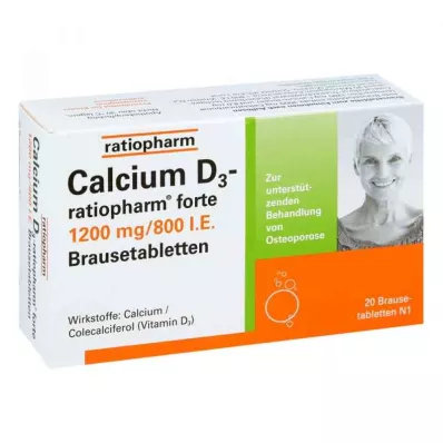 CALCIUM D3-ratiopharm forte brusetabletter, 20 stk CALCIUM D3-ratiopharm forte brusetabletter, 20 stk
