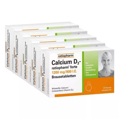 CALCIUM D3-ratiopharm forte brusetabletter, 100 stk CALCIUM D3-ratiopharm forte brusetabletter, 100 stk