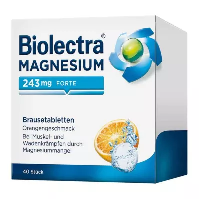 BIOLECTRA Magnesium 243 mg forte Oransje brusetabletter, 40 stk