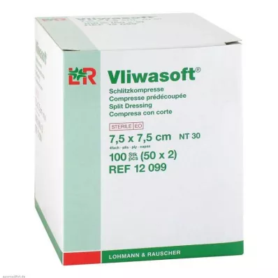 VLIWASOFT Spaltekompresser 7,5x7,5 cm sterile 4 l., 50X2 stk VLIWASOFT Spaltekompresser 7,5x7,5 cm sterile 4 l., 50X2 stk