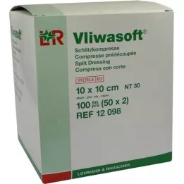 VLIWASOFT Spaltekompresser 10x10 cm sterile 4-lags, 50X2 stk