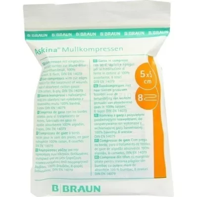 ASKINA Sterile gasbindkompresser 5x5 cm, 5X2 stk