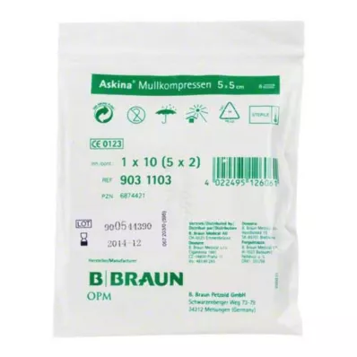 ASKINA Sterile gasbindkompresser 5x5 cm, 5X2 stk ASKINA Sterile gasbindkompresser 5x5 cm, 5X2 stk