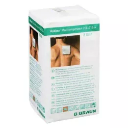 ASKINA Gasbind 7,5x7,5 cm usterile 8-lags kompresser, 100 stk