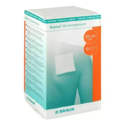 ASKINA Gasbind 10x10 cm usterile 12-foldige kompresser, 100 stk