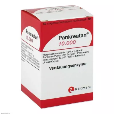 PANKREATAN 10 000 magsaftresistente harde kapsler, 50 stk