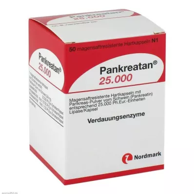 PANKREATAN 25 000 magsaftresistente harde kapsler, 50 stk