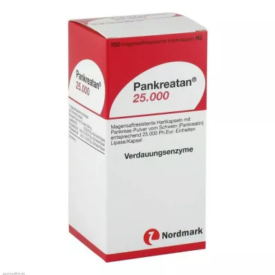 PANKREATAN 25 000 magsaftresistente harde kapsler, 100 stk PANKREATAN 25 000 magsaftresistente harde kapsler, 100 stk