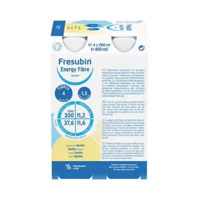 FRESUBIN ENERGY Fibre DRINK Vaniljedrikkflaske, 4X200 ml