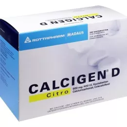 CALCIGEN D Citro 600 mg/400 IE tyggetabletter, 200 stk