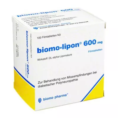 BIOMO-lipon 600 mg filmdrasjerte tabletter, 100 stk BIOMO-lipon 600 mg filmdrasjerte tabletter, 100 stk