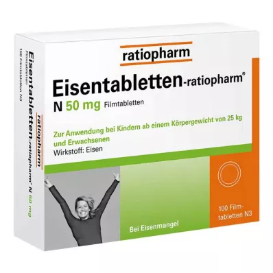 EISENTABLETTEN-ratiopharm N 50 mg filmdrasjerte tabletter, 100 stk