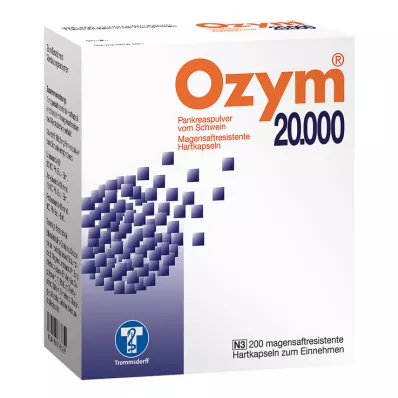 OZYM 20 000 harde kapsler med enterisk belegg, 200 stk
