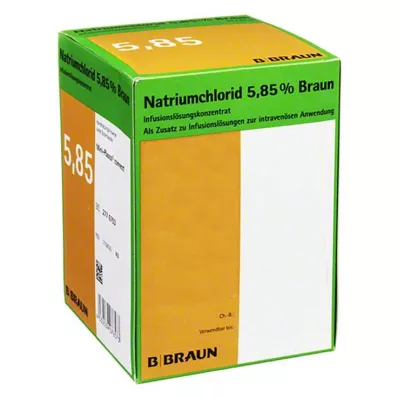 Natriumklorid 5,85 % Braun infusjonsløsning konsentrat, 20x100 ml