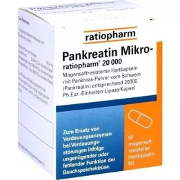 PANKREATIN Micro-ratio.20.000 magsaftresistente harde kapsler, 50 stk