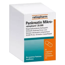 Pancreatin Micro ratiopharm.20000 mage harde kapsler, 50 stk